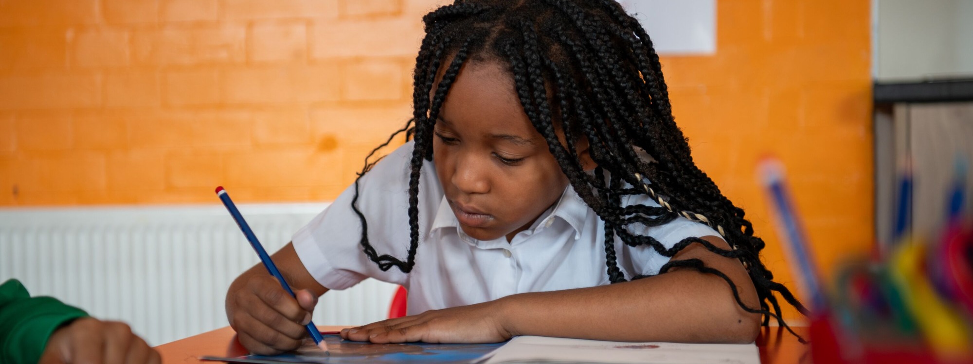Goose Green Primary School Student in Art Class